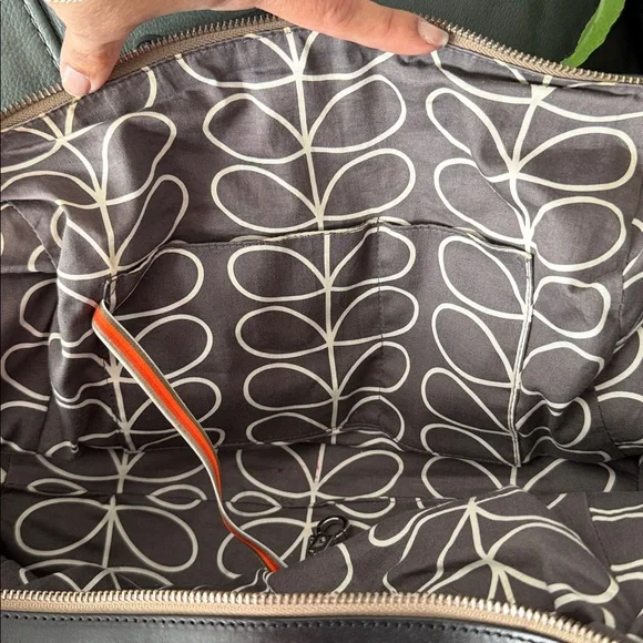 Orla Kiely Black Leather Duffel Bag - Picture 15 of 17